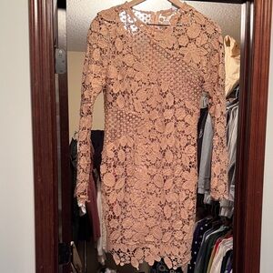 Elegant Lace Dress in Peach